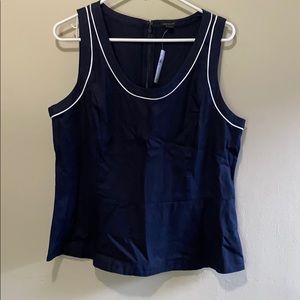 Black & White Ann Taylor Peplum Sleeveless Blouse